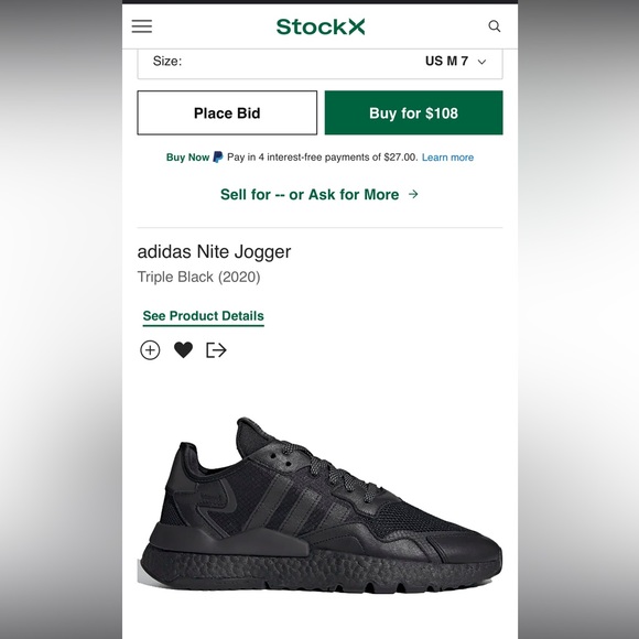 adidas night jogger triple black